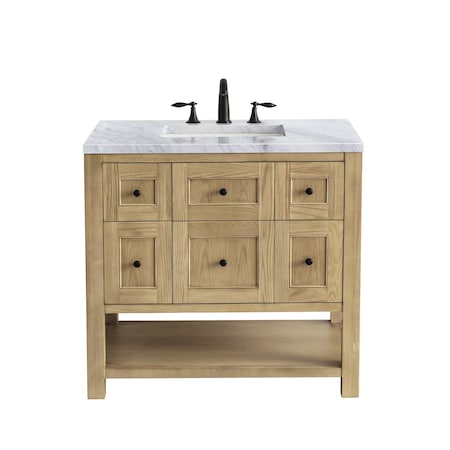 James Martin Vanities Breckenridge 36in Single Vanity, Light Natural Oak w/ 3 CM Carrara Marble Top 330-V36-LNO-3CAR